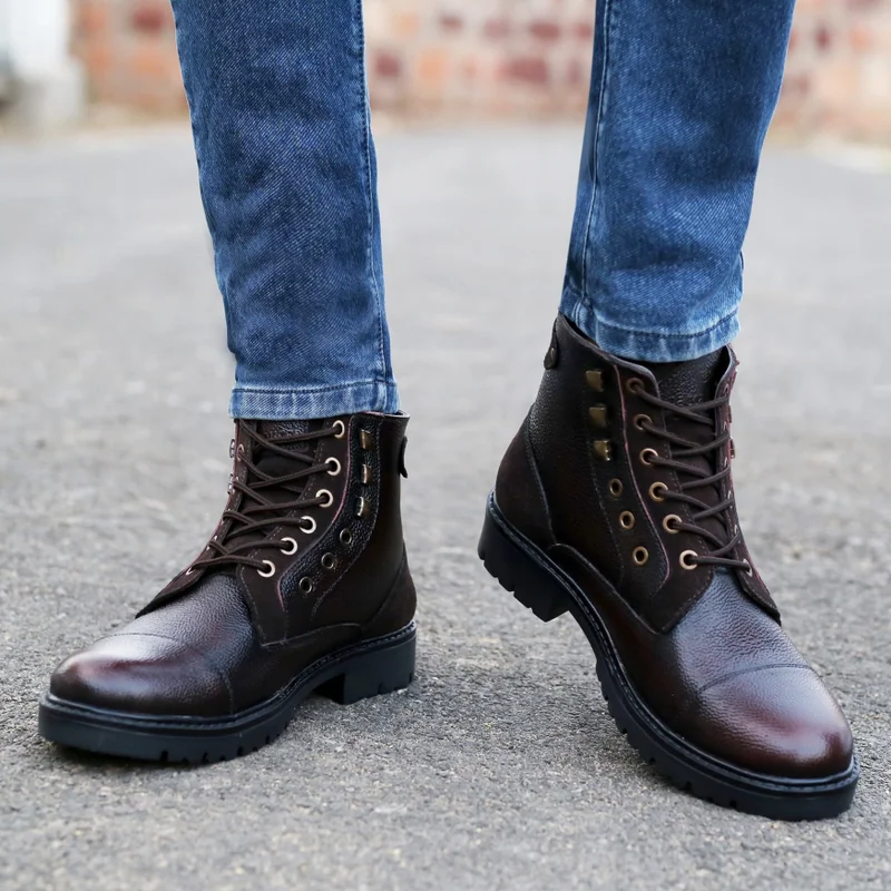 Bacca Bucci Brown Dragon Waterproof Leather Trekking and Biking Boots for Men | Best Price UAE